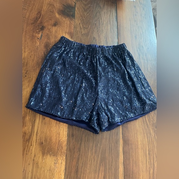 Navy Blue Sequin Shorts - Picture 1 of 2